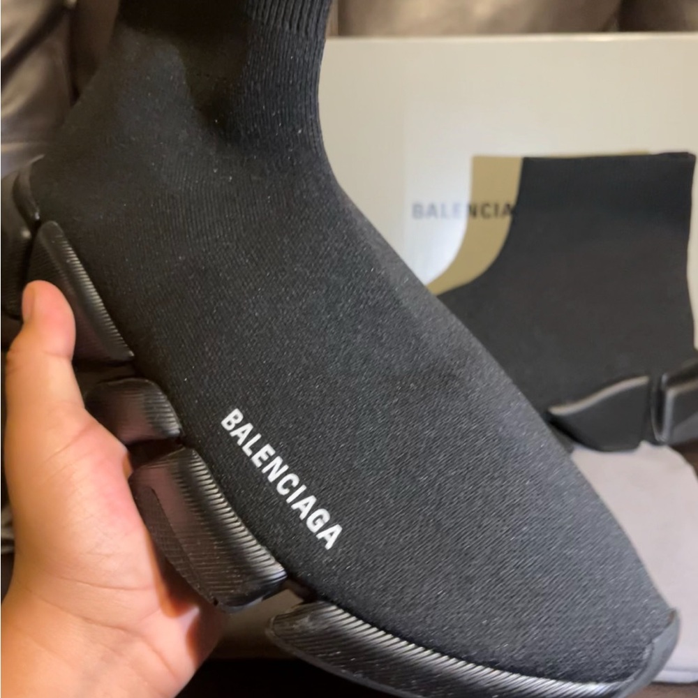 Balenciaga Black Knit Speed Sock Sneakers - Picture 3 of 5